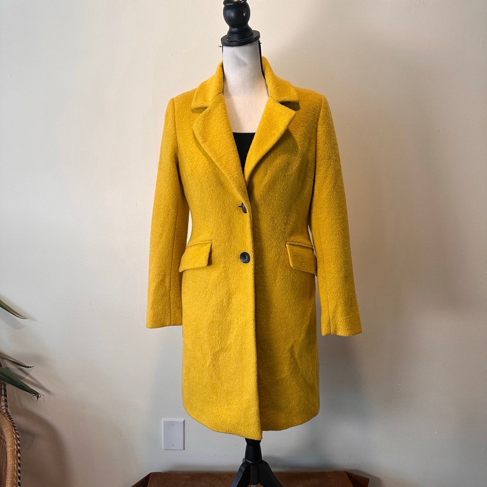 Sam Edelman | Mustard Ochre Wool Blend Walker Coat Xs | Tailored Minimal Luxe